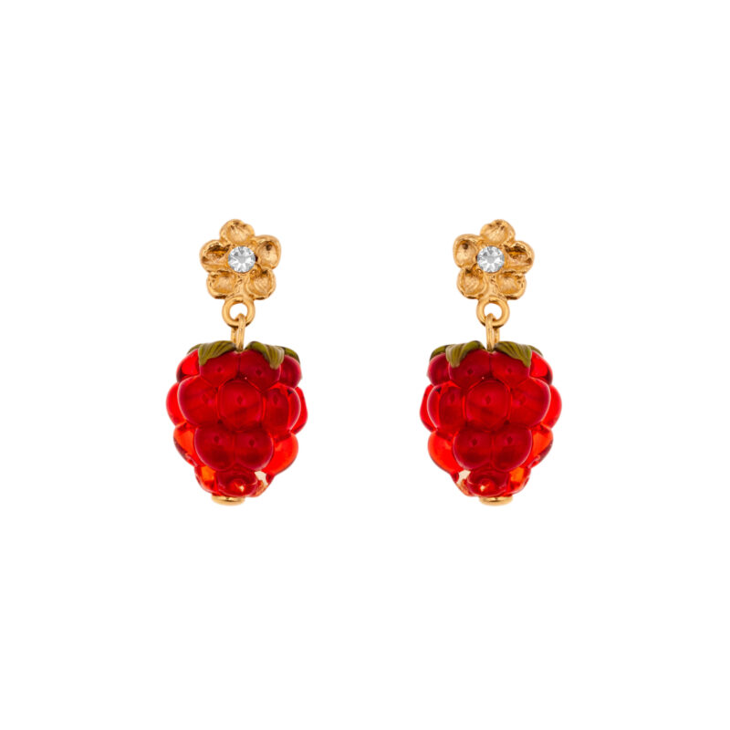10 decoart red raspberry flower earrings