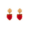 10 decoart red raspberies earrings with roses