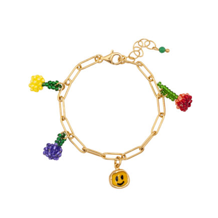 bracelet with smily face and beaded fruits. Lovley design from 10 DECOART