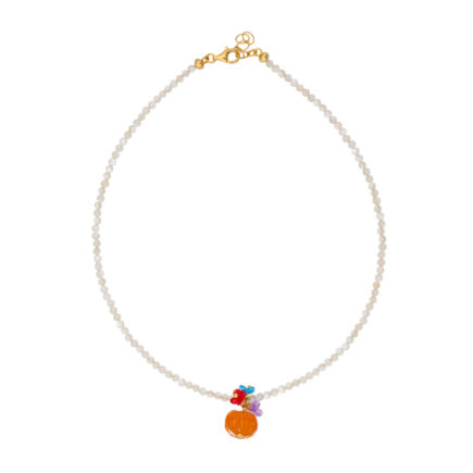 tangerine necklace with flowers