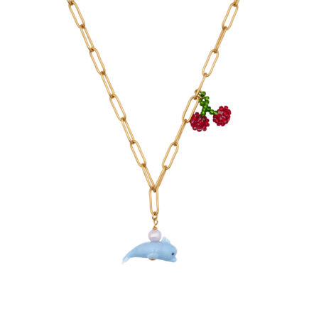 chain goldplated with dolphin and cherries