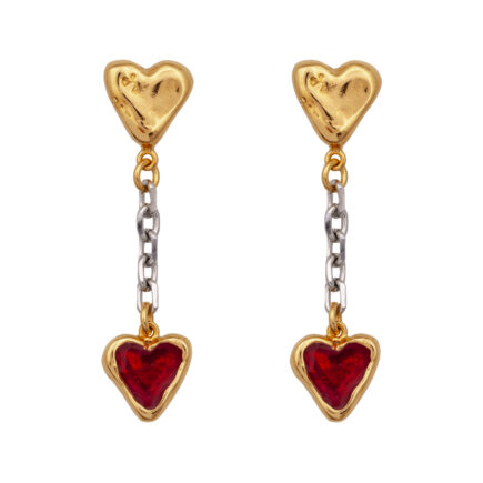 red hearts earrings