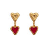 red enamel hearts earrings