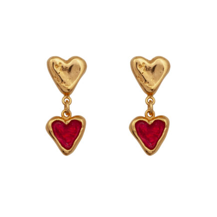 red enamel hearts earrings