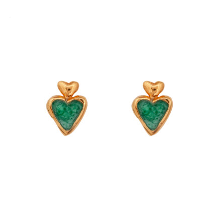 earrings 10 decoart. Green enamel and goldplated hearts
