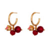 coral and currants earrings. Murano red glass balls