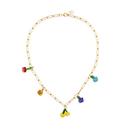 fruits , happy face, sicilian summer necklace on chain gold plated