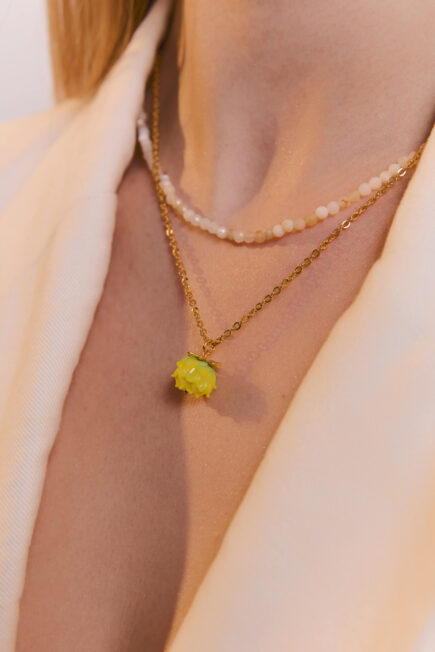 flower jewellery, summer . yellow pendant