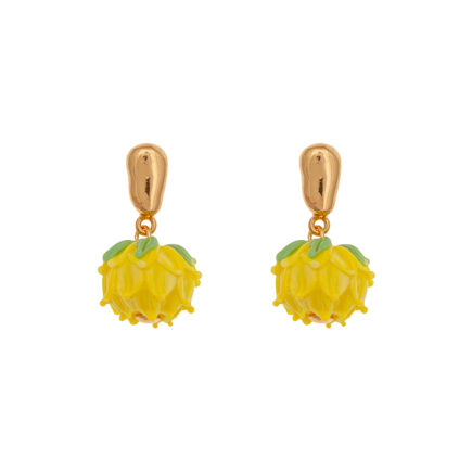 mimosa yellow earrings . hand made od glass.