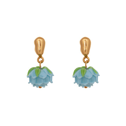 blue mimosa earrings. Flower earrings