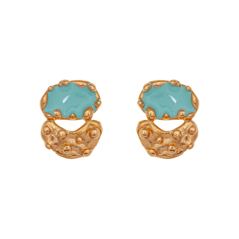 turquoise enameled goldplated earrings 10 decoart