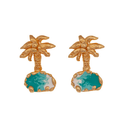 palm tree earrings. hand painted enamel 10decoart