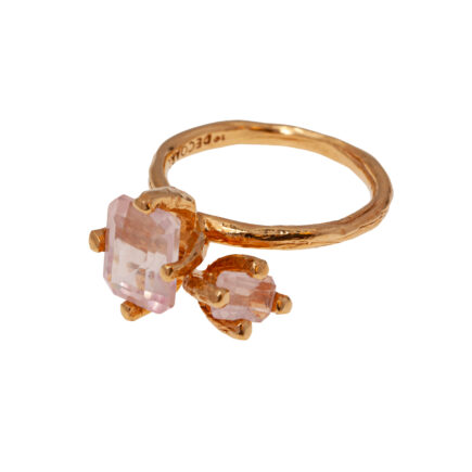 rose quarz ring gold plated