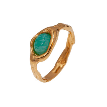 Amazonite ring made of goldpalted silver