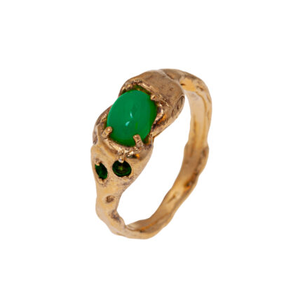 talisman ring with natural stones. Silver goldplated