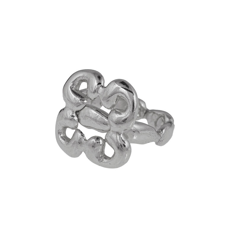 silverr ring 10decoart. Flower sculptural artistic design