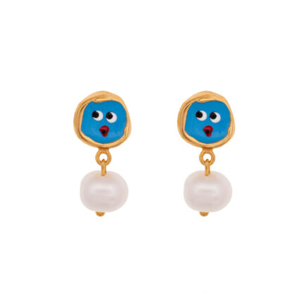 blue faces earrings