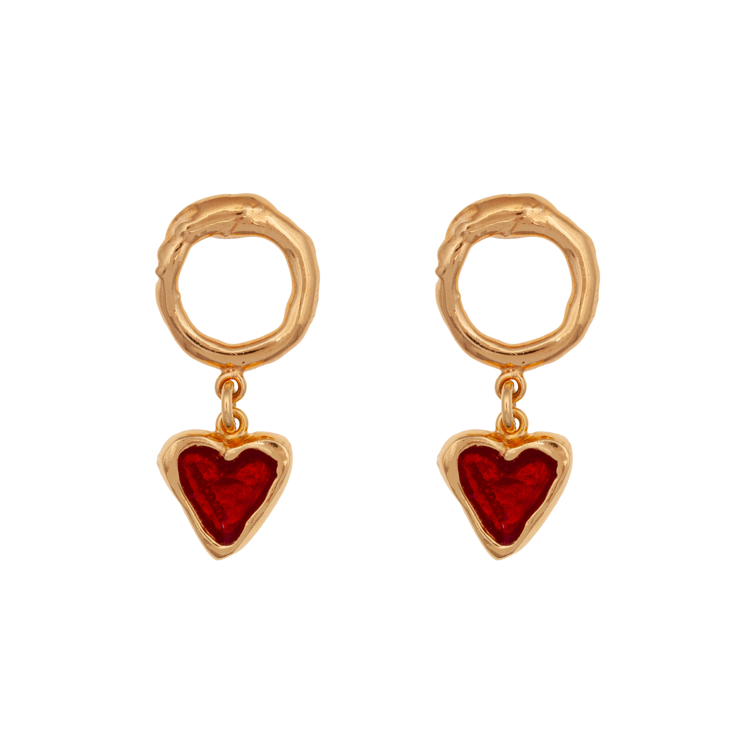 red hearts earrings