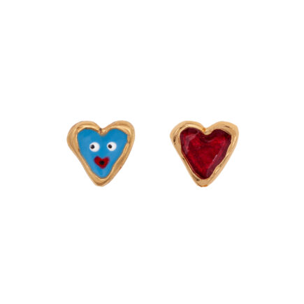 red heart and happy face earrings