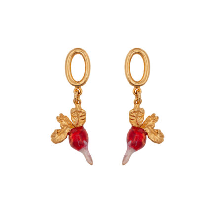 earrings with radish. Goldplated, enameled