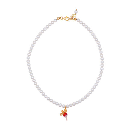 fresh water pearles with radish pendant. spring collection