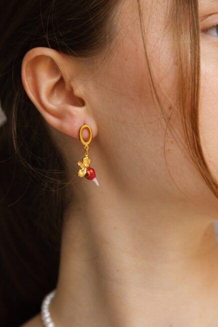 earrings with enameled radish. Funny amulet